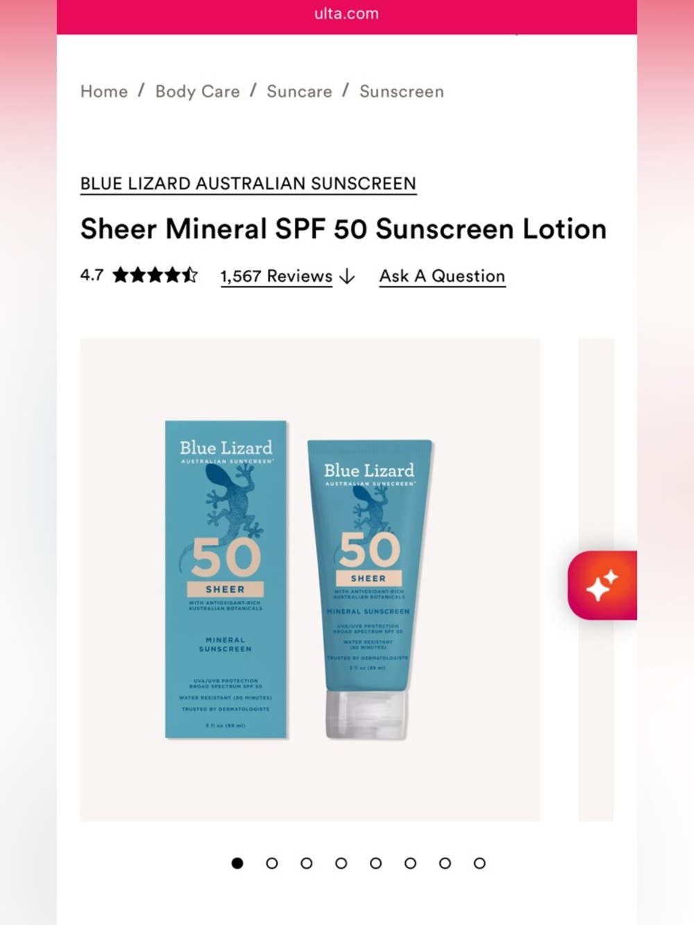 NIB - Blue Lizard Sheer Mineral SPF 50 Sunscreen QUANTITY OF 4 for $40